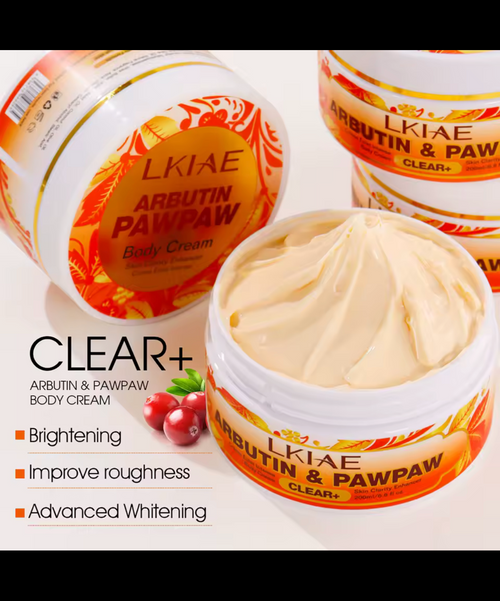 LKIAE Natural Papaya Lightening Body Cream, Moisturizing, Smooth Skin, Reduce Dark Spots, Clean Skin With Arbutin, 200ml/6.8 oz