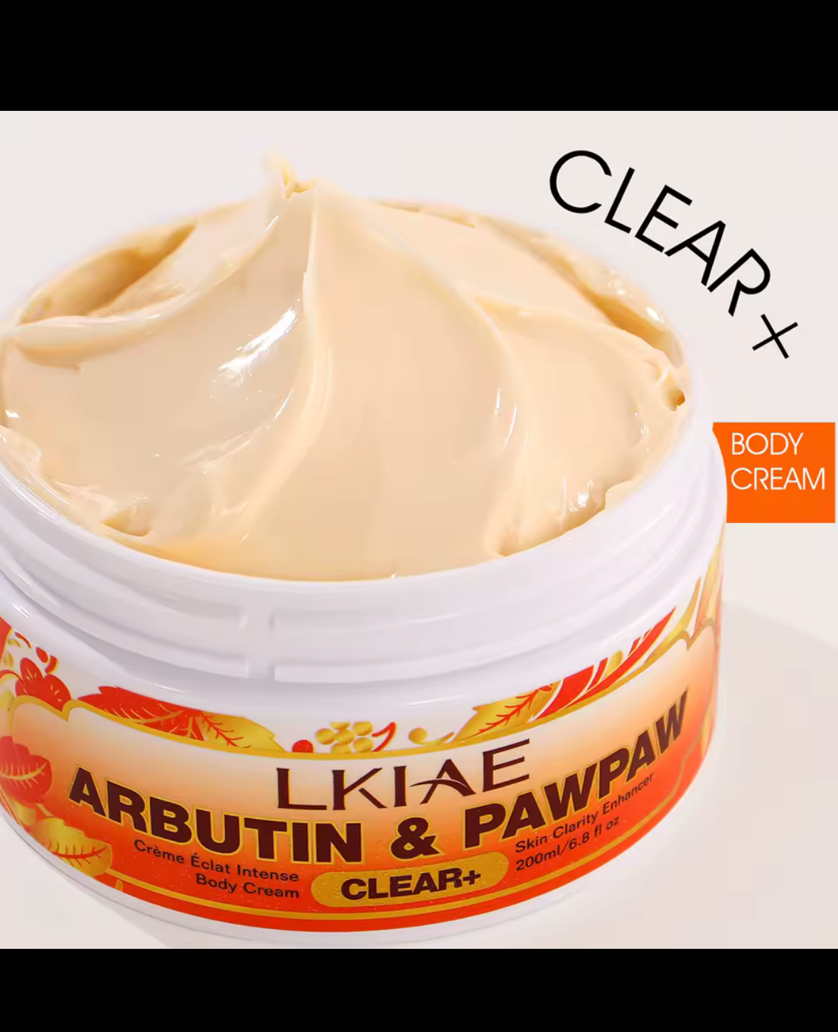 LKIAE Natural Papaya Lightening Body Cream, Moisturizing, Smooth Skin, Reduce Dark Spots, Clean Skin With Arbutin, 200ml/6.8 oz